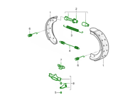 Kit molle ganasce freno a mano. Porsche 997.2 - 99335207100, 298609723, 99735272101, 298609717, 99735272302, 99735280700, 99335207301, 99335207300, 99735274102, 298609583, 92835209001